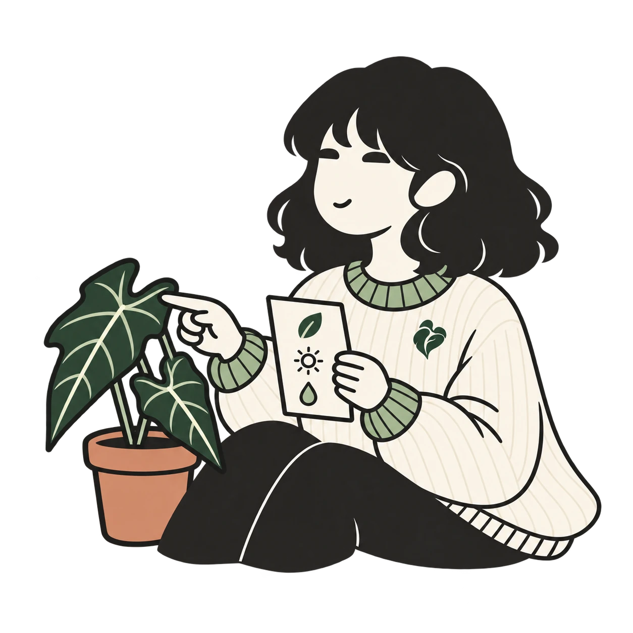 Frondea’s character caring for a plant