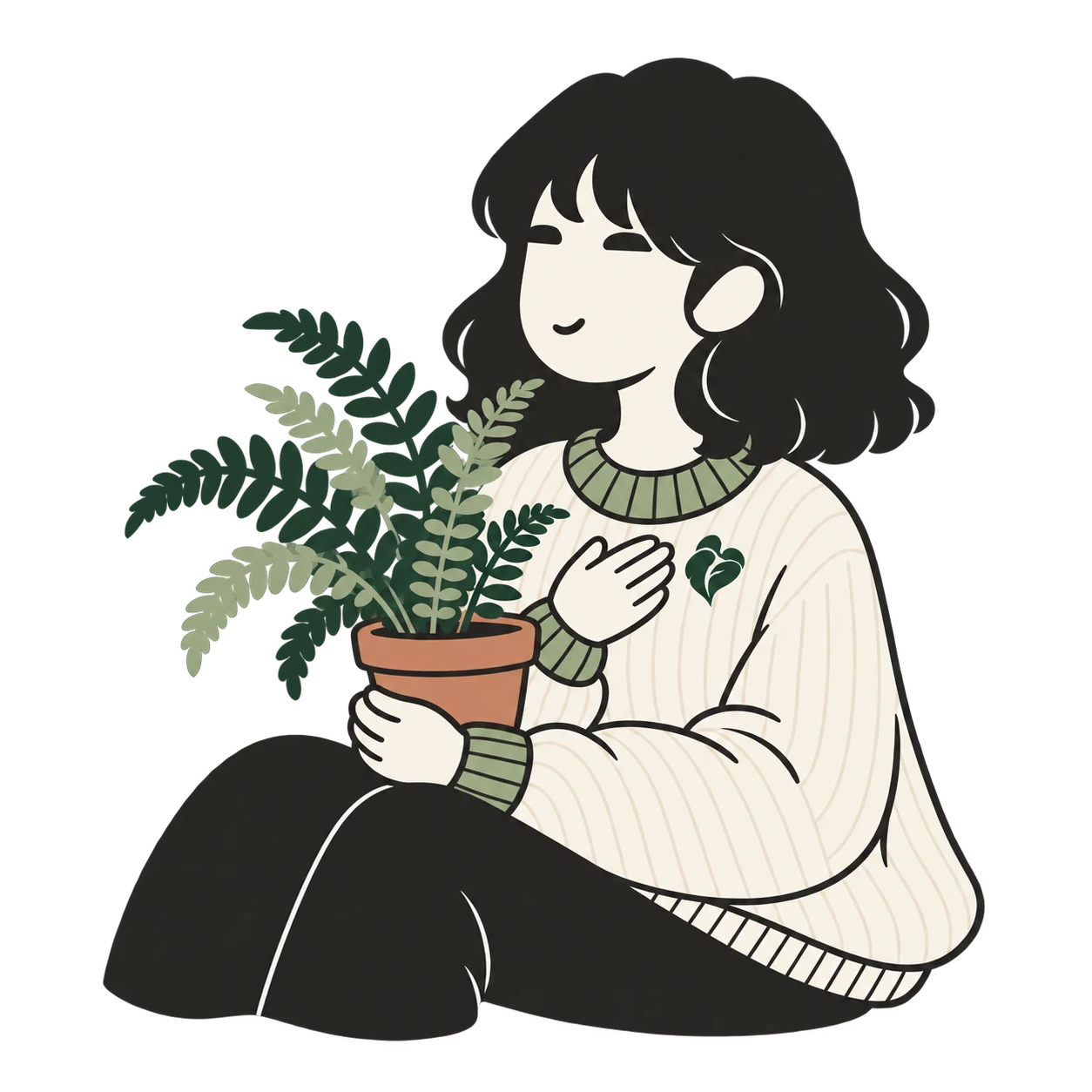 Frondea’s plant-keeper character holding a fern